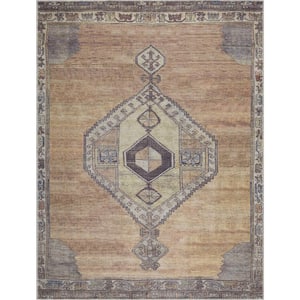 Medinah 8 ft. X 10 ft. Dark Brown, Camel, Ivory, Mustard, Red Traditional Persian Medallion Machine Washable Area Rug