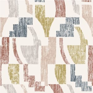 Warm Multi-Colored Lenny Geometric Peel and Stick Wallpaper Sample