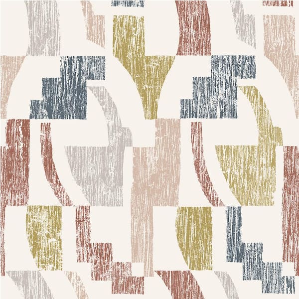 NuWallpaper Warm Multi-Colored Lenny Geometric Peel and Stick Wallpaper Sample