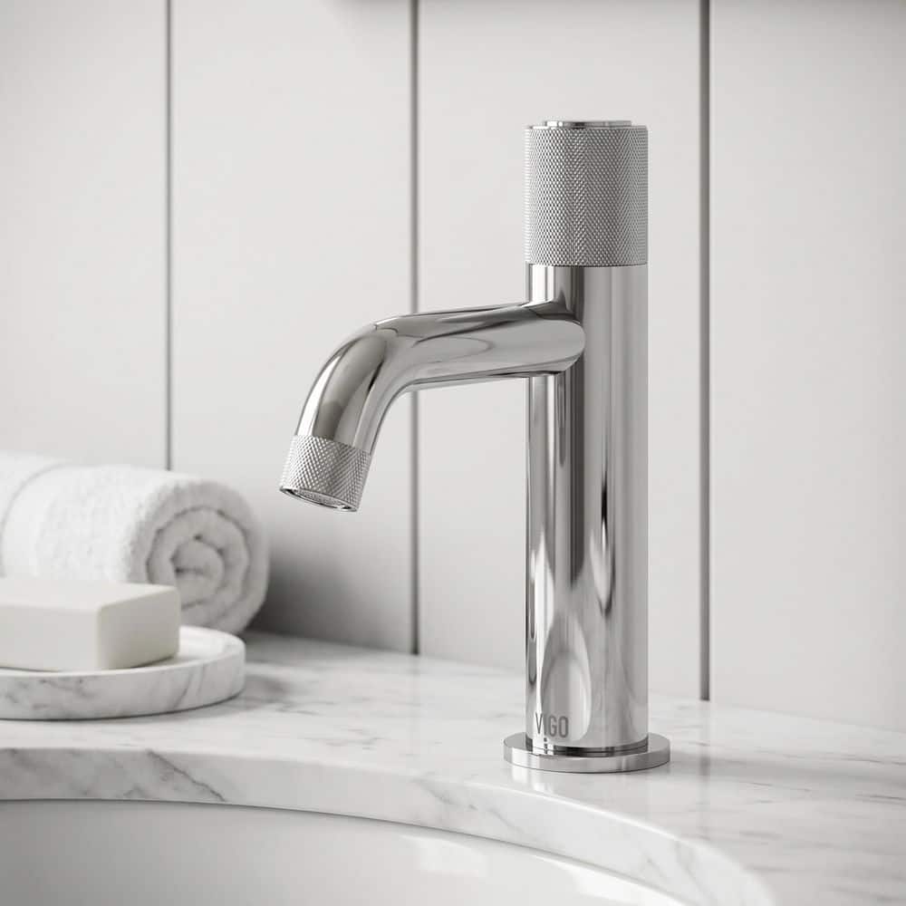 VIGO Apollo Button Operated Single Hole Bathroom Faucet in Chrome