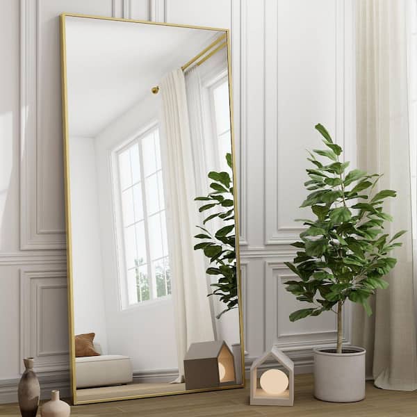 XRAMFY Gold 30 in. W x 71 in. H Aluminum Frame Rectangle Dressing Mirror for Living Room Bedroom Floor Full Length Mirror
