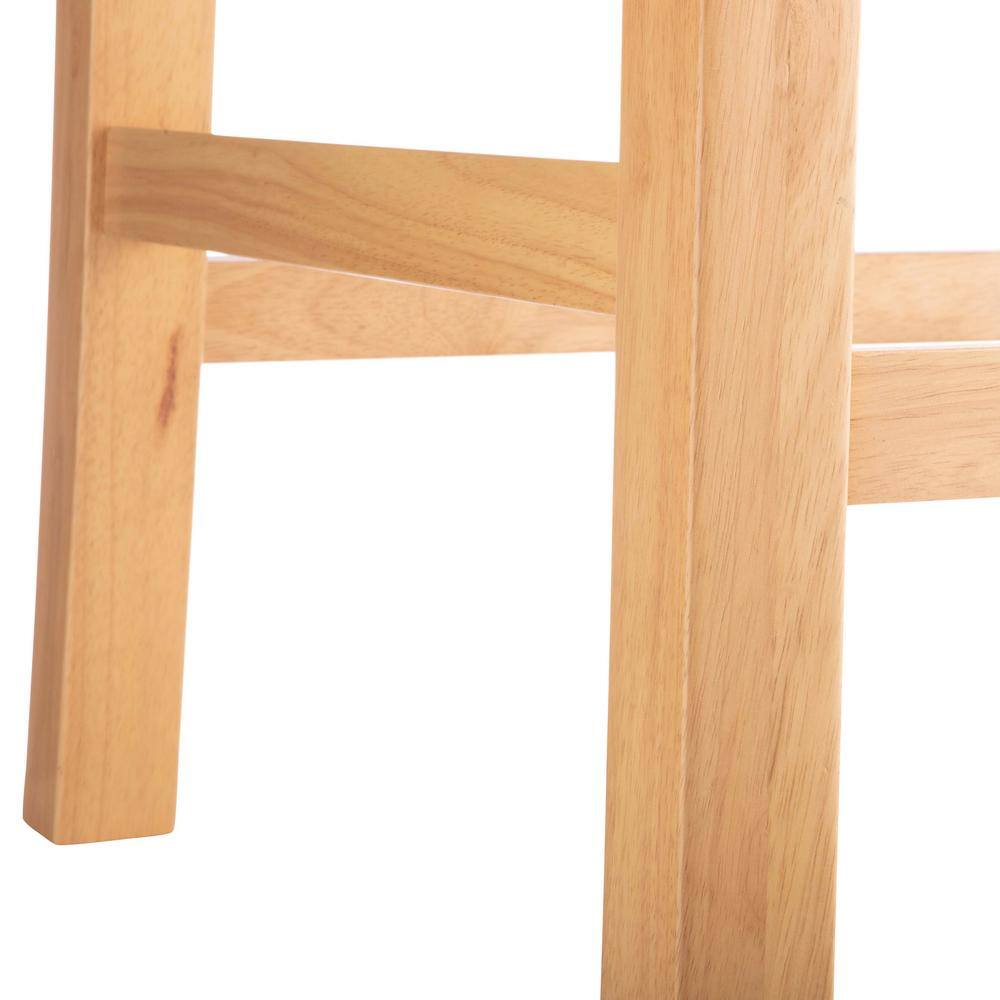 Natural Wood Backless Counter Stool with Woven Seagrass Seat