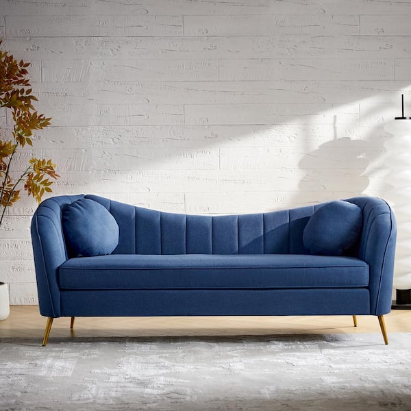 JAYDEN CREATION Mario Navy 81.25 in. Modern Wide Upholstered JAYDEN CREATION Mario Navy 81.25 in. Modern Wide Upholstered