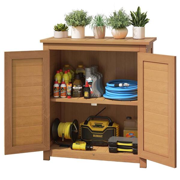 Wood Small Outdoor Patio Storage Cabinet AECOJOY Small Outdoor