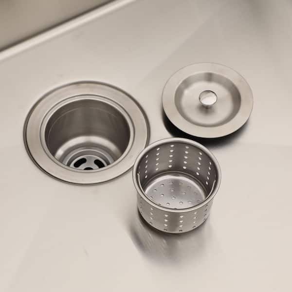 3-1/2 in. Kitchen Sink Basket Strainer in Stainless Steel Brushed Nickel