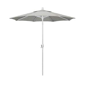 7.5 ft. White Aluminum Pole Market Aluminum Ribs Push Tilt Crank Lift Patio Umbrella in Granite Sunbrella