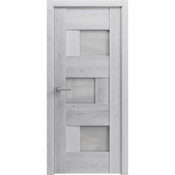 Sartodoors 36 in. x 84 in. 1 Panel Nordic White Finished MDF Sliding Door with Hardware