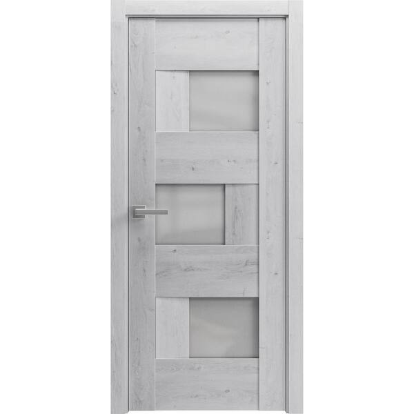 Sartodoors 42 in. x 96 in. 1 Panel Nordic White Finished Solid MDF Sliding Door with Hardware