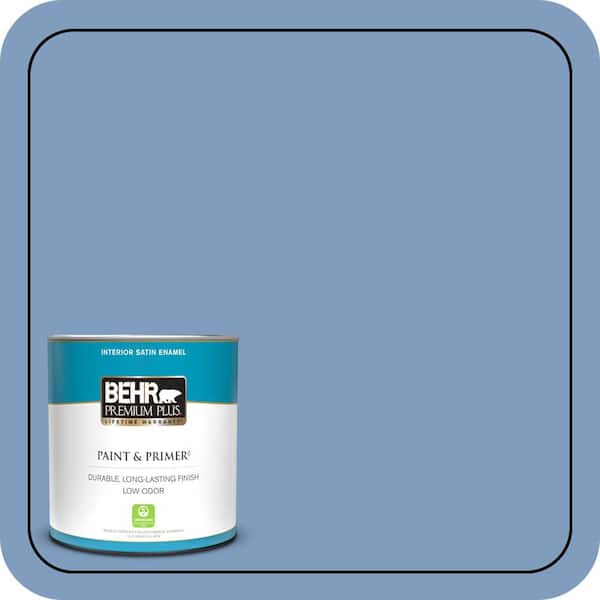 BEHR PREMIUM PLUS 1 qt. #M530-4 Washed Denim Satin Enamel Low Odor Interior Paint & Primer