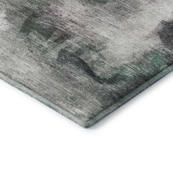 Mayfield Premium Machine Washable Abstract AMF2204 Green 3 ft. x 5 ft. Area Rug