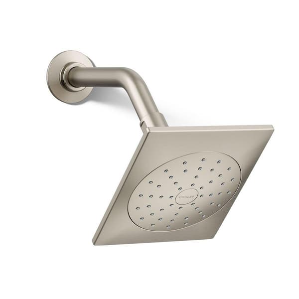 KOHLER Loure 1-Spray Patterns 5.25 in. Wall Mount Fixed Shower Head in Vibrant Brushed Nickel