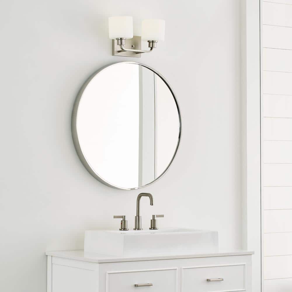 Brushed Nickel 2-Light Wall/Bath Vanity with Etched Glass Shades