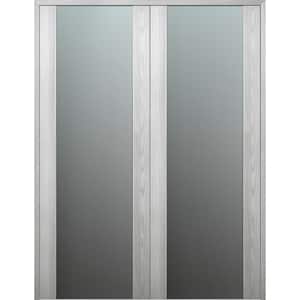 Vona 202 36 in. x 84 in. Both Active Full Lite Frosted Glass Ribeira Ash Wood Composite Double Prehung French Door
