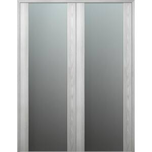 Vona 202 60 in. x 84 in. Both Active Full Lite Frosted Glass Ribeira Ash Wood Composite Double Prehung French Door