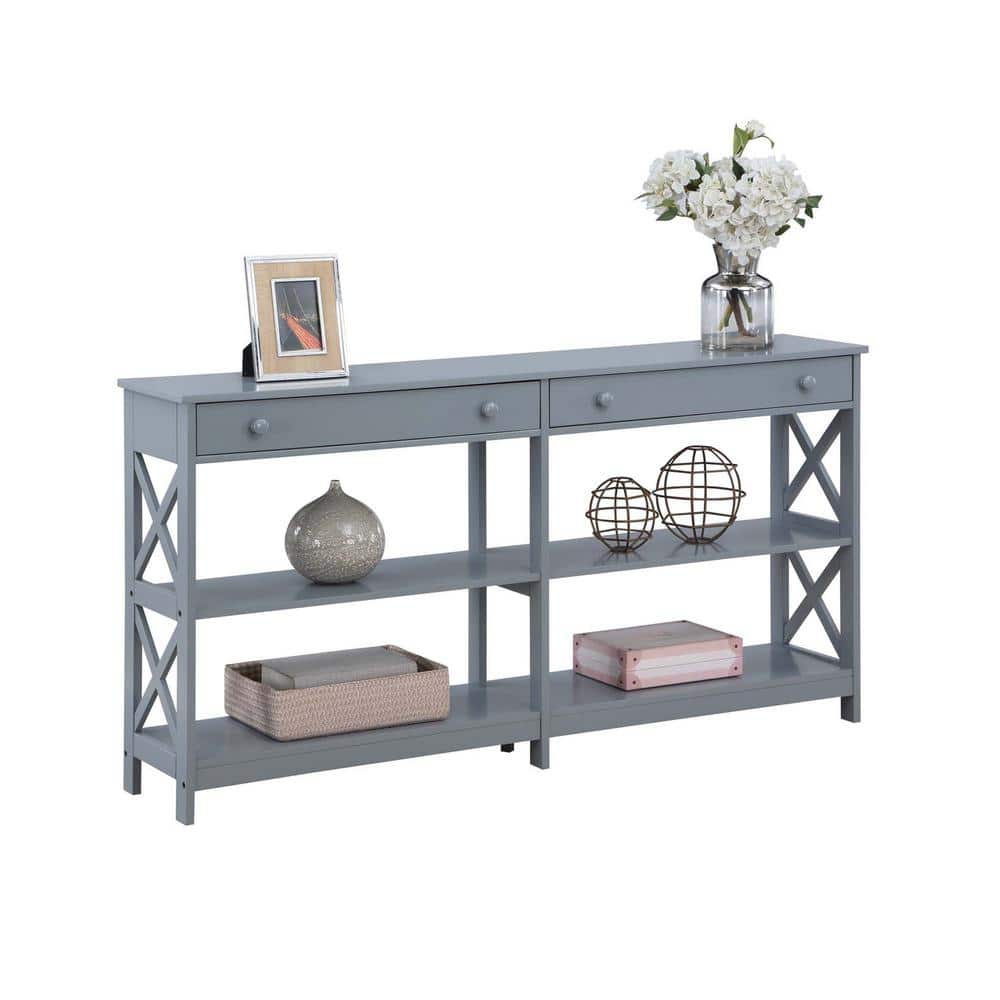 Oxford Gray 60" Wood and Metal Console Table with Storage
