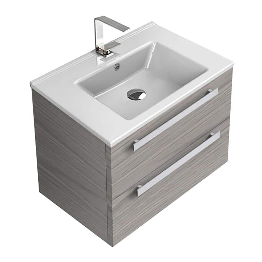 Dadila 24 in. W x 16.9 in. D x 18.3 in. H Bathroom Vanity in Grey Walnut with Ceramic Vanity Top and Basin in White price history on PriceWatchPro