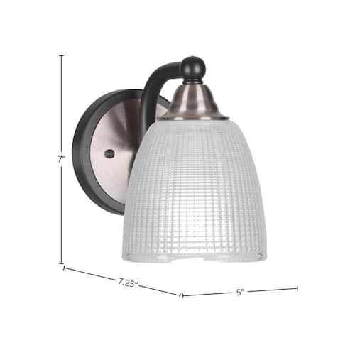 Madison 5 in. 1-Light Matte Black and Brushed Nickel Wall Sconce with Standard Shade Home