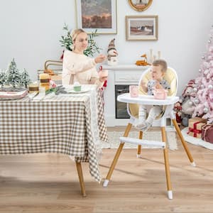 4 in. 1 Convertible Baby High Chair Infant Feeding Chair with Adjustable Tray Beige