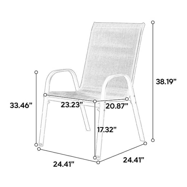 HD Gray Steel Outdoor Dining Chair, Patio Camping Chairs with