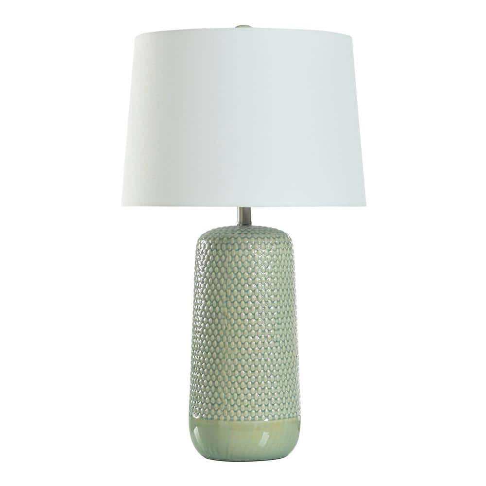StyleCraft Galey 30 in. Sage Green Table Lamp with White Rayon, Polyester Shade L318046DDS The