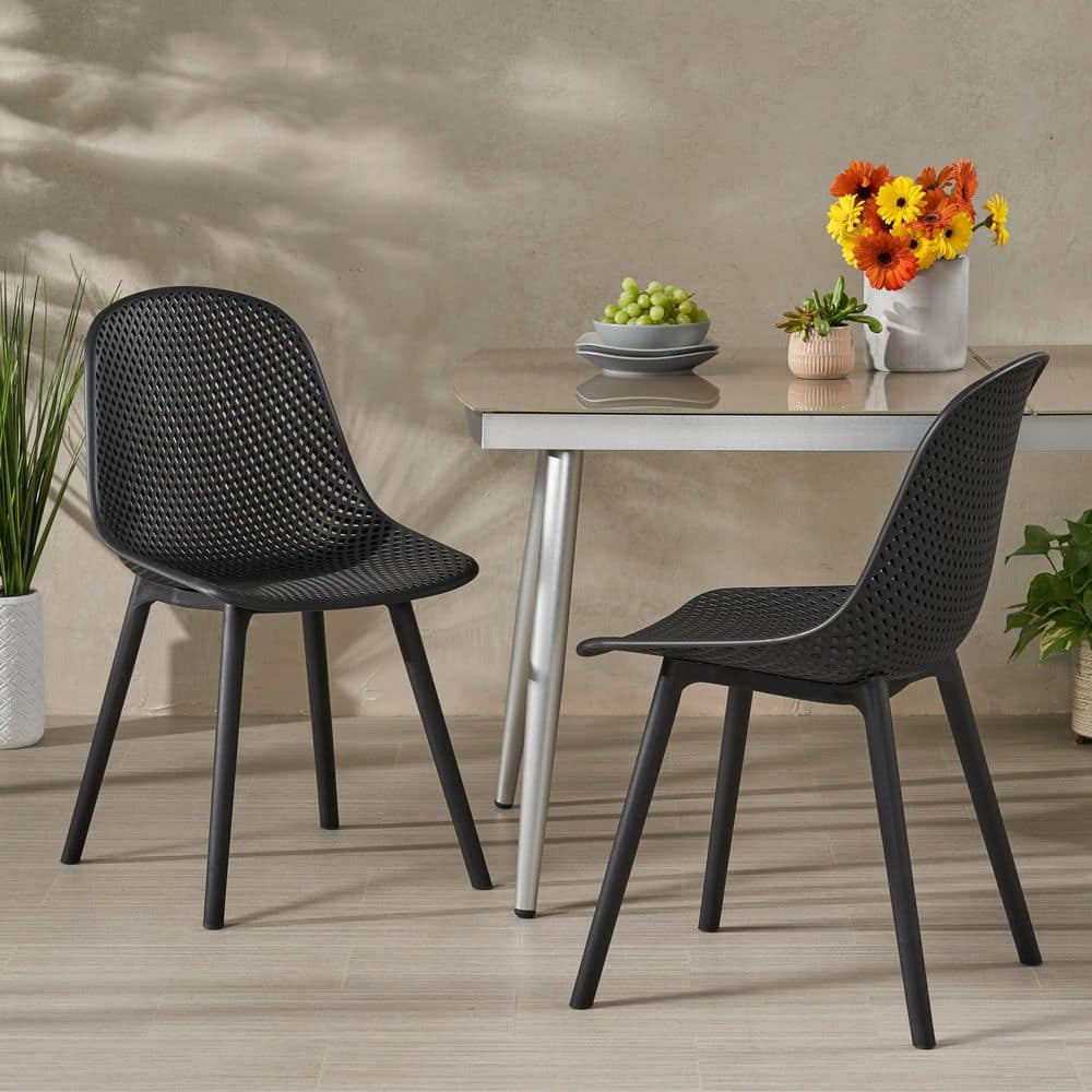 Black Finish Polypropylene Outdoor Dining Chair (Set of 2) price history on PriceWatchPro