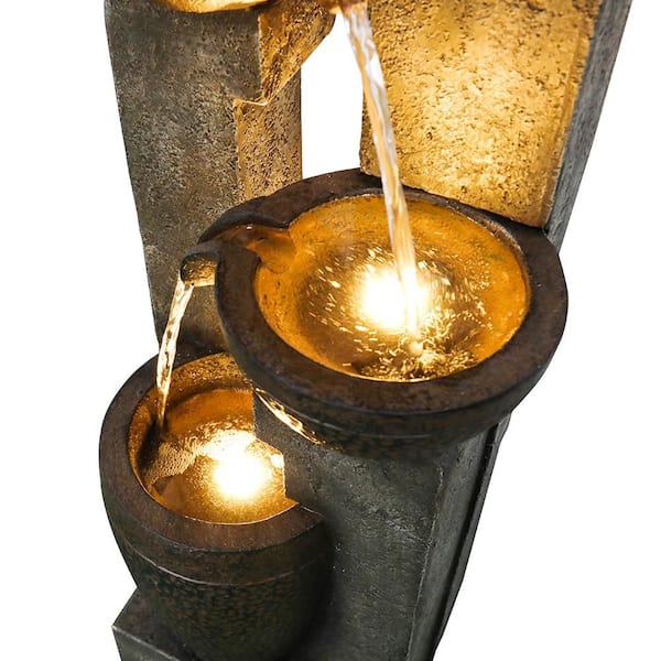 monadecor 40 in. H Resin 4-Tier Indoor/Outdoor Waterfall Tiered