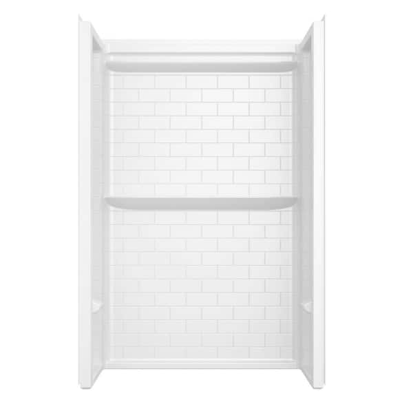 Classic 500 Tile 48 in W 73.13 in H 34 in D Three piece Direct-to-stud Alcove Shower Wall Surround in High Gloss White