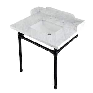 Facture Console Sink Set in Marble White Matte Black
