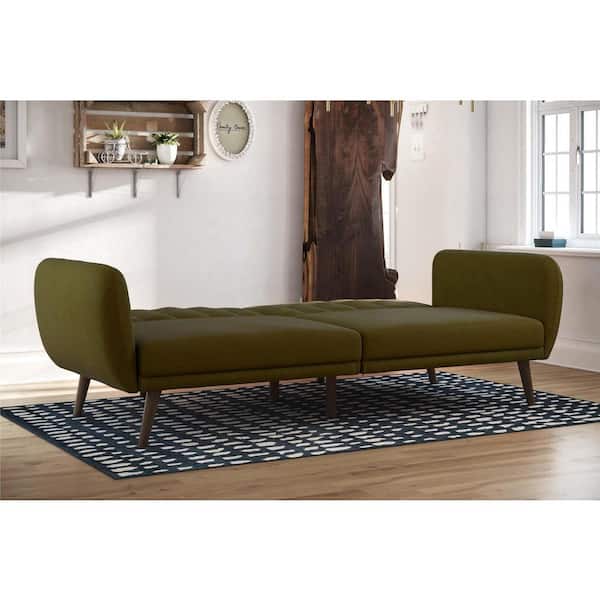 Brittany Green Linen Convertible Futon