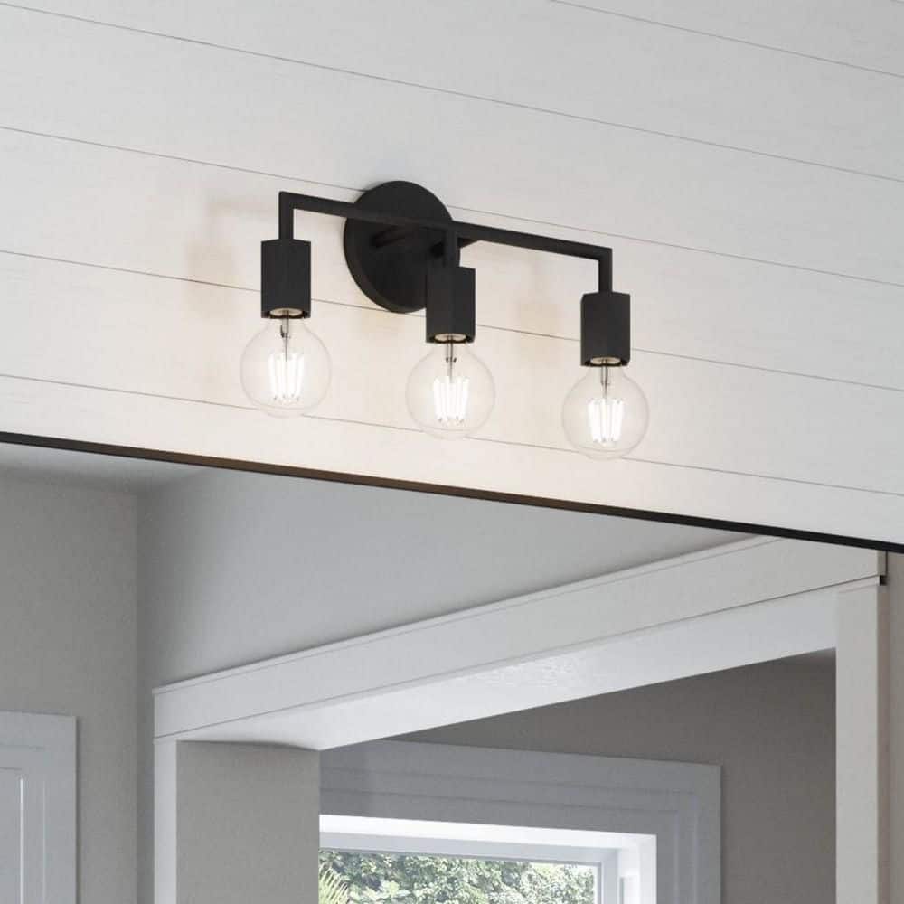 Placerville 16 in. 3-Light Black Bathroom Vanity Light Fixture with Geometric Socket price history on PriceWatchPro