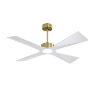 54 in. 4 -ABS Blades Indoor White and Gold LED Ceiling Fan with Remote