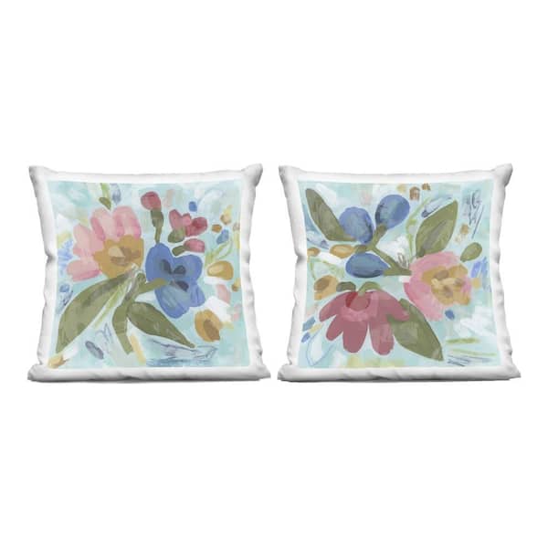 Stupell Industries Eclectic Flower Bundles Multi-Color Abstract Polyester 18 in. x 18 in. Throw Pillow Set of 2