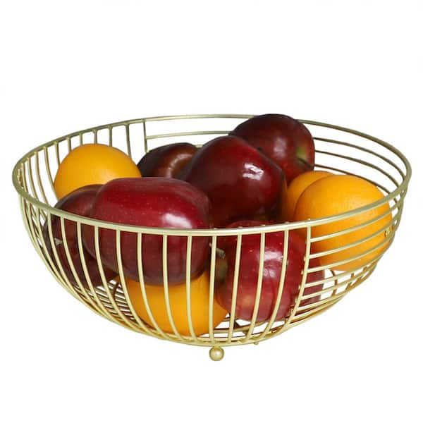 Home Basics Halo in Gold Large Capacity Steel Fruit Bowl HDC69681