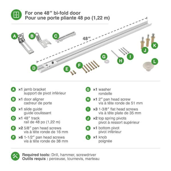 Onward 48 in. Bi-Fold Door Hardware Set