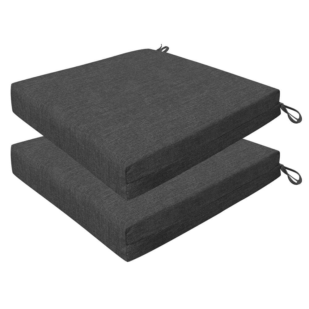 Outdoor 20 in. Square Dining Seat Cushion Textured Solid Charcoal Grey (Set
