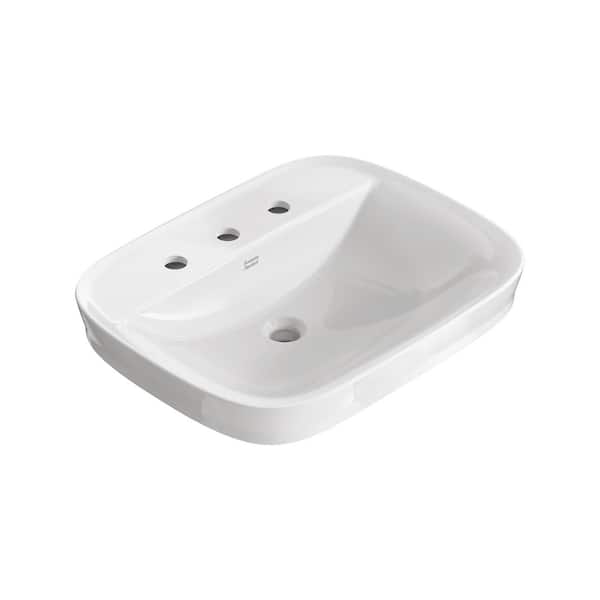 American Standard Aspirations 23 in. Vitreous China Rectangular Bathroom Vessel Sink with 8 in . Widespread Holes and Overflow in White