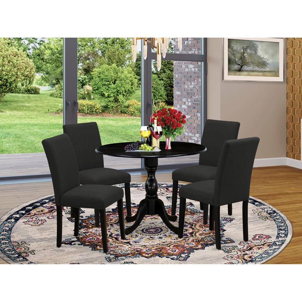 5-Piece Wire Brushed Black Finish Solid Wood Top Dining table with 4 Chairs with Drop Leaf Lattice Back price history on PriceWatchPro