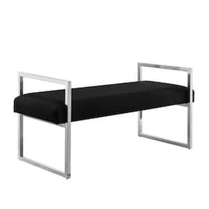 Amelia Black 48 in. Velvet Bedroom Bench Backless Uphosltered