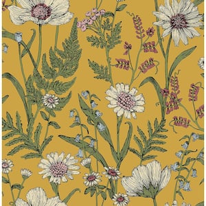 Arden Mustard Wild Meadow Matte Non-pasted Paper Wallpaper