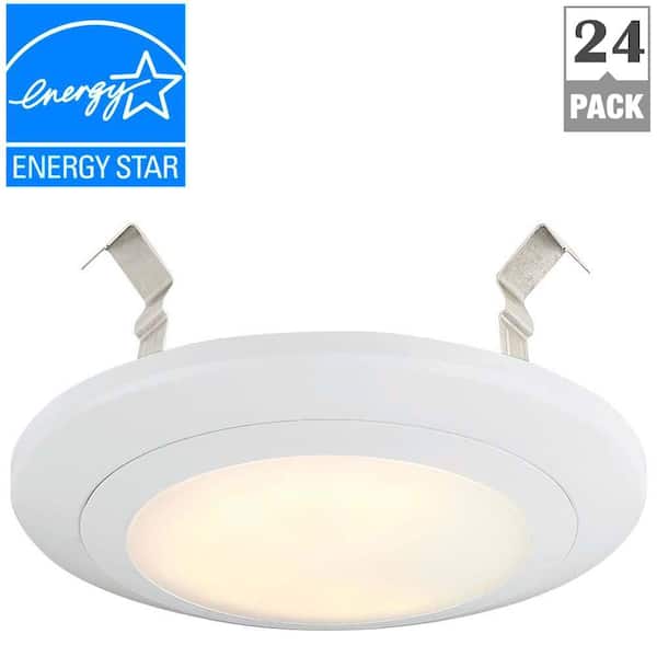 EnviroLite 4 in. White Integrated LED J-Box or Recessed Can Mounted LED Disk Light Trim, 2700K (24-Pack)