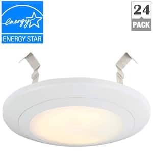 4 in. White Integrated LED J-Box or Recessed Can Mounted LED Disk Light Trim, 2700K (24-Pack)