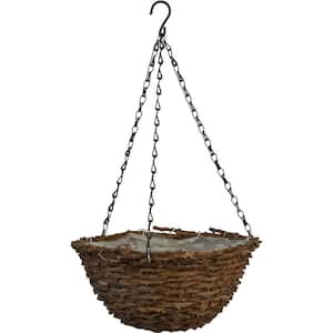 12 in. Round Vine Hanging Basket with Brown Chain