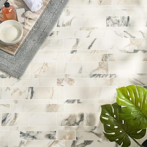 Saroshi Calacatta Rustico 11.41 in. x 11.69 in. Matte Porcelain Floor and Wall Mosaic Tile (0.92 sq. ft./Each)