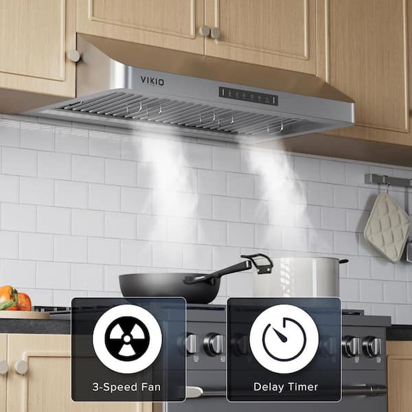 41.7 in. 800 CFM Ducted Under Cabinet Range Hood in Stainless Steel with LED Lights, Baffle Filters