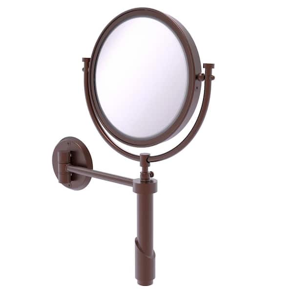 Tribecca Collection Wall Mounted Make-Up Mirror 8 Inch Diameter with 4X Magnification in Antique Copper