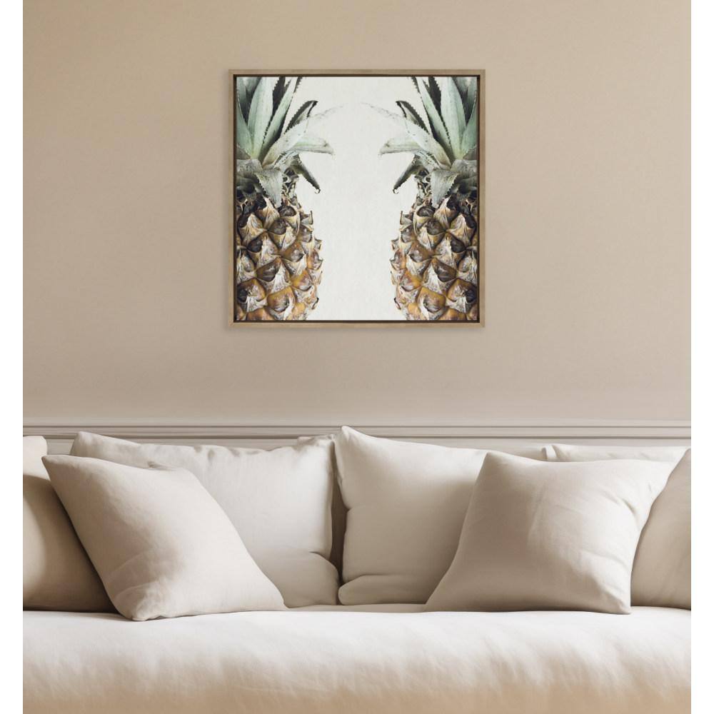 Gold Framed Pineapples Print on Canvas, 22" x 22"