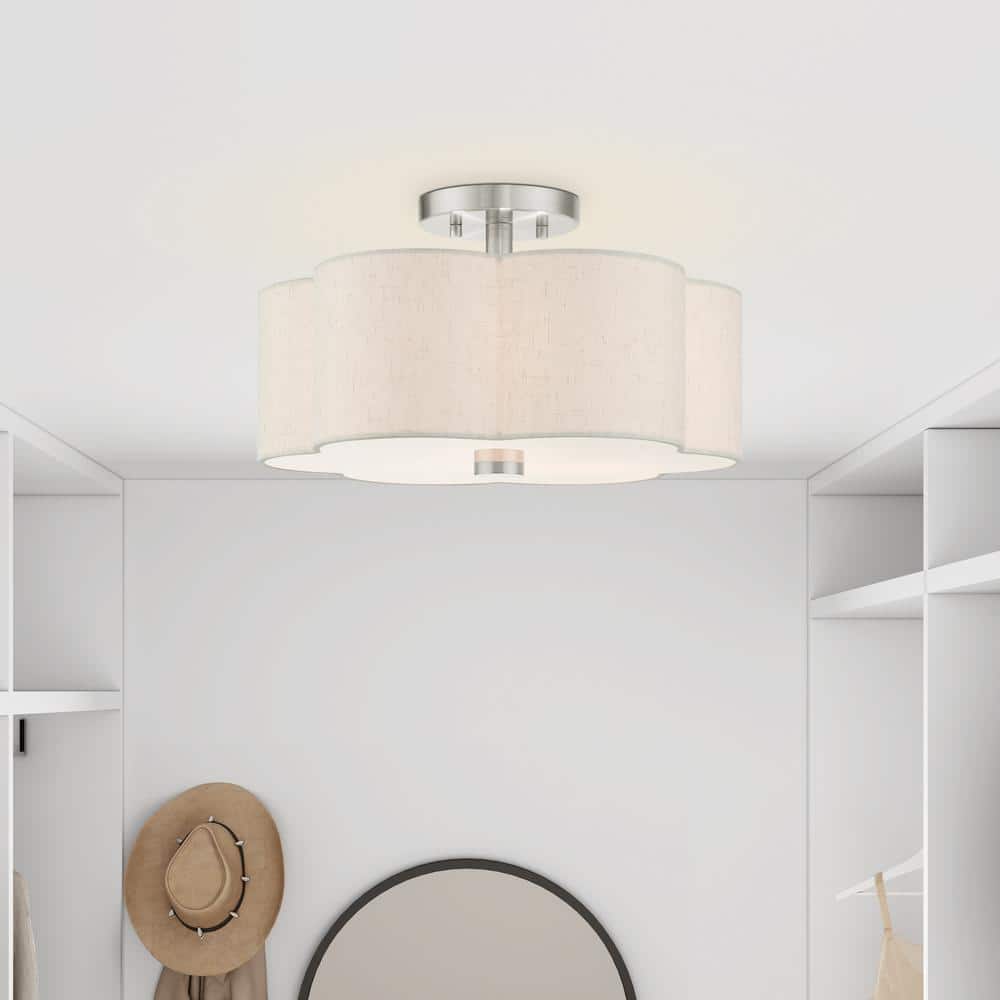 Solstice Brushed Nickel 3-Light LED Indoor/Outdoor Drum Flush Mount