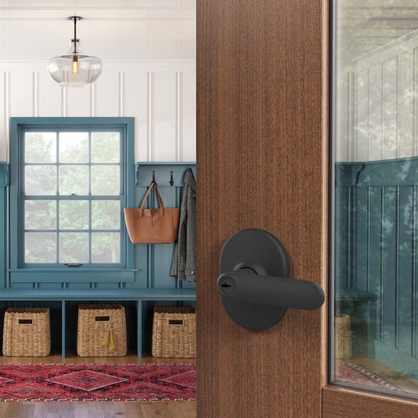 departure HD-509-16 レザーマットブラック Schlage Davlin Matte Black Keyed Entry Door Lever with Remsen Trim