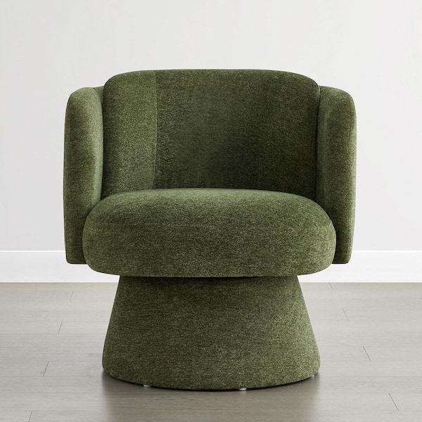Trent Green Fabric 360° Swivel Mid Century Accent Chair Upholstered Arm Chair with Ergonomic Design