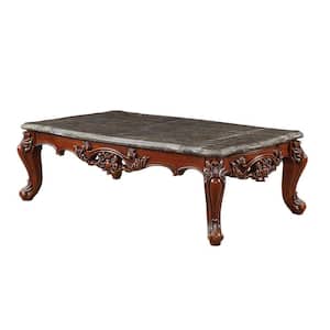 63 in. Brown Rectangle Marble Top Coffee Table